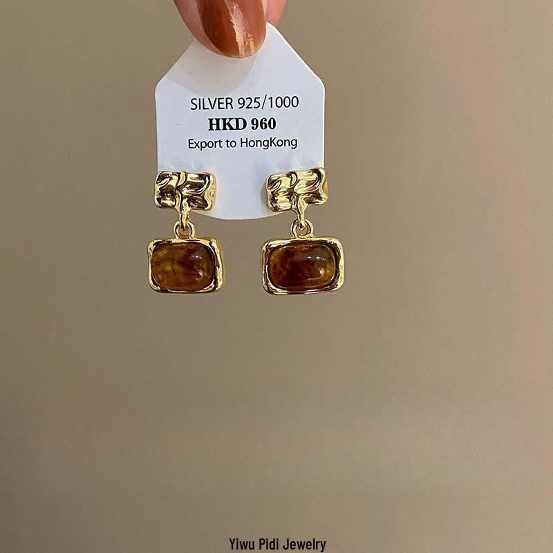 Σκουλαρίκια Καραμελέ Καστανιά Maillard Μάτι Τίγρης Οβάλ Καρφωτά – Γυναικεία Ρετρό Φθινοπωρινά/Χειμερινά Κοσμήματα 2025