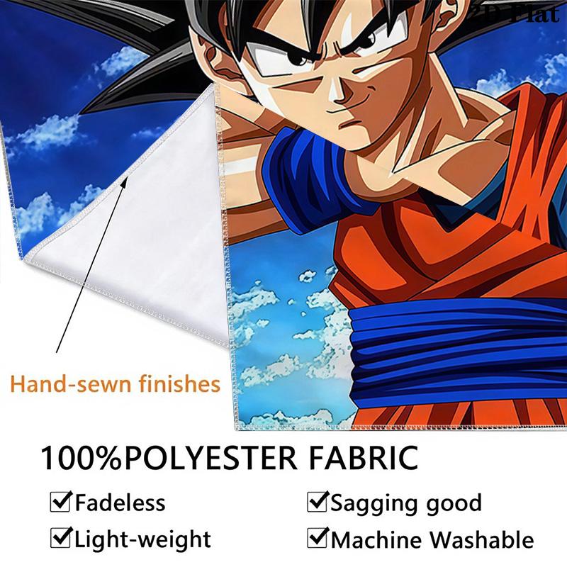 Cute Cartoon Son Goku Wall Tapestry Aesthetic Wall Hanging Printed Fabric Blanket Decorative Tapestries For Bedroom Living Room Home Decor