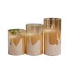 LED Tea-Colored Glass Candle Set with Remote Control and Simulated Flame