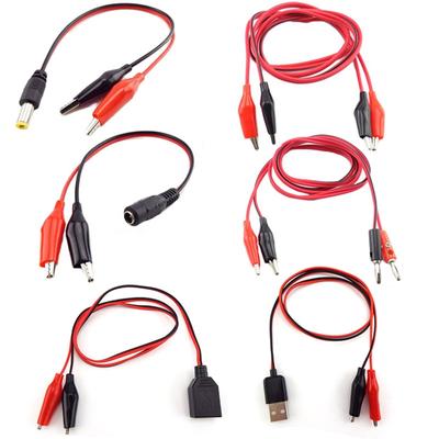 Alligator Cilps To USB Plug Test Cable Lead Jumper Wire Male Female Jack Dual Probe Crocodile Clip Electric DIY Supply