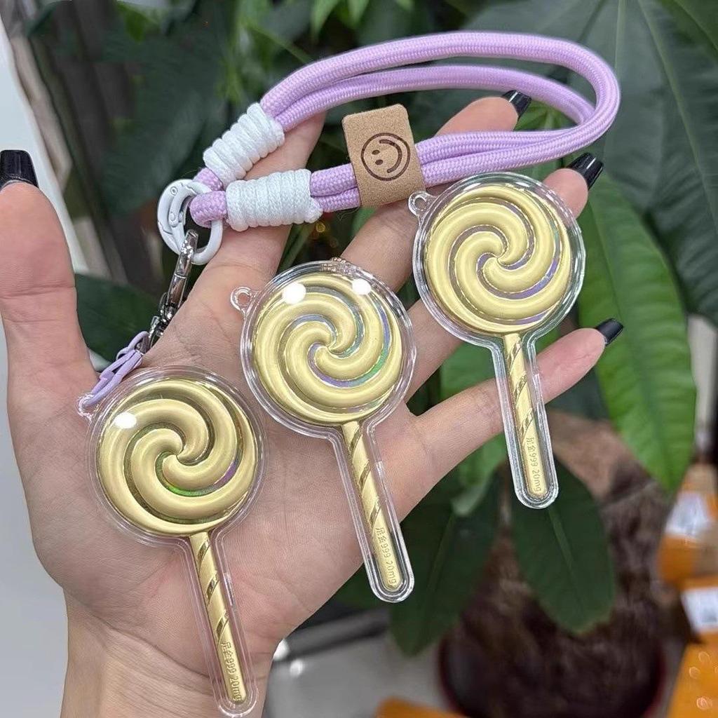 999 Pure Gold Flake Lollipop Pendant Keychain - Valentine's Day Gift for Her