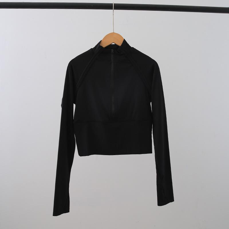 

Women s Quick-Dry Half-Zip Yoga Top - Long Sleeve, Slim Fit, Perfect for Autumn/Winter Fitness & Running. Small