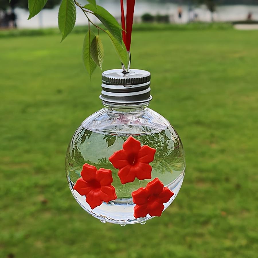 

Hummingbird Feeder Transparent Visible Spherical Shape Hanging Bird Feeder Leak Proof 3 Ports Birds Water Dispenser