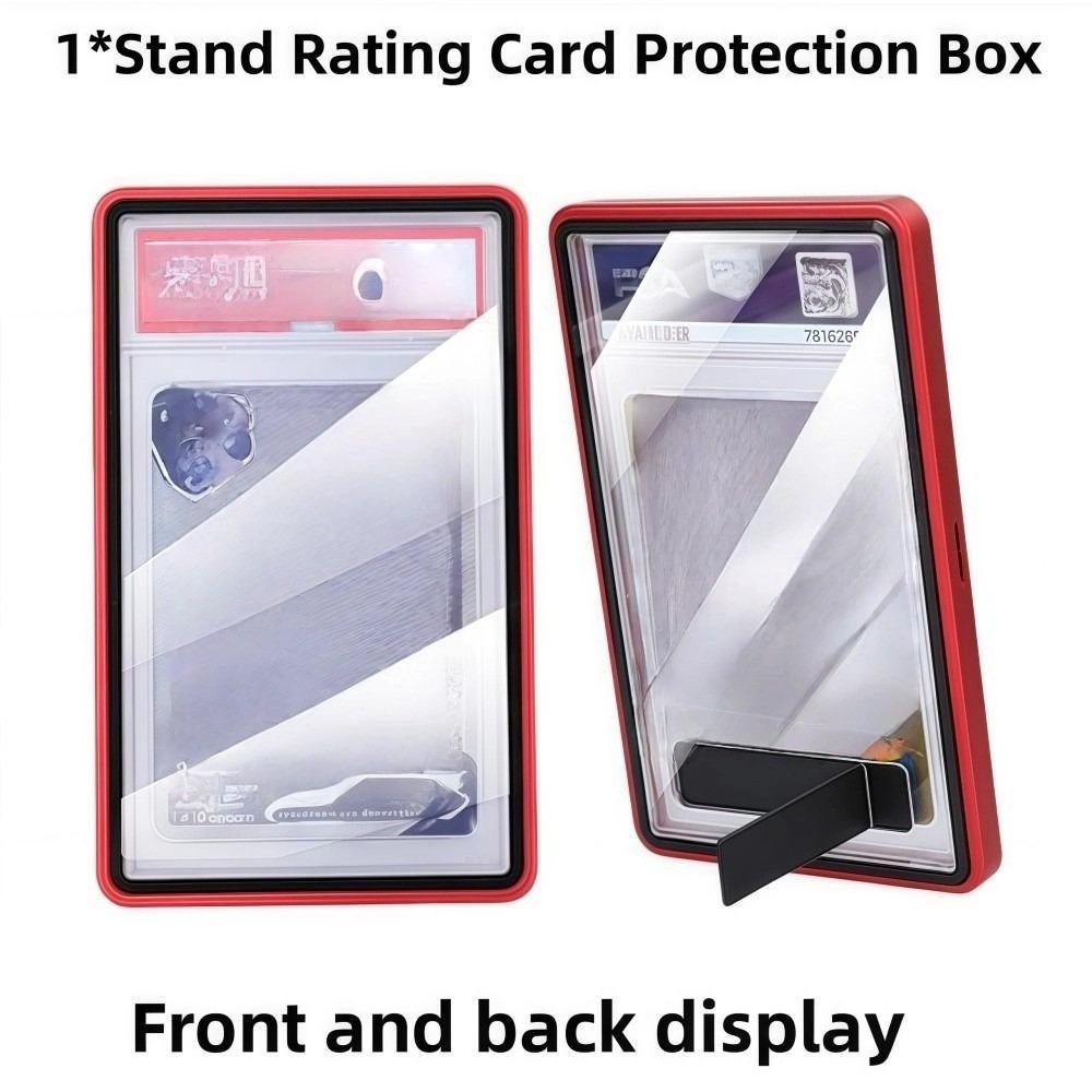 2-in-1 PSA/CGC Graded Card Protective Box with Stand Transparent Metal Magnetic Case UV Protection Double-sided Glass