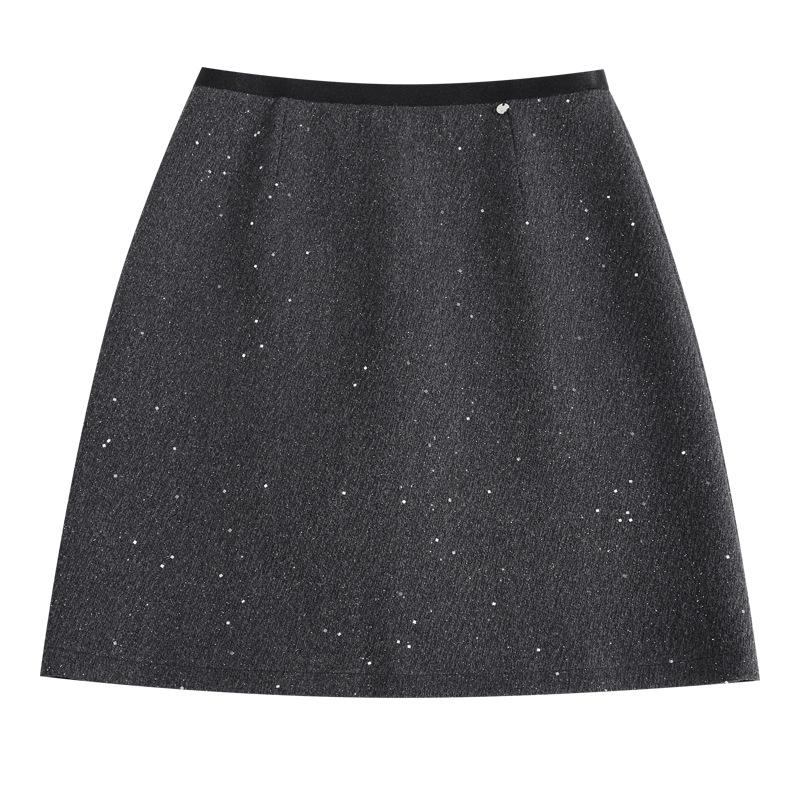 Gonna A-line in Tweed con Paillettes a Vita Alta Autunno/Inverno 2025