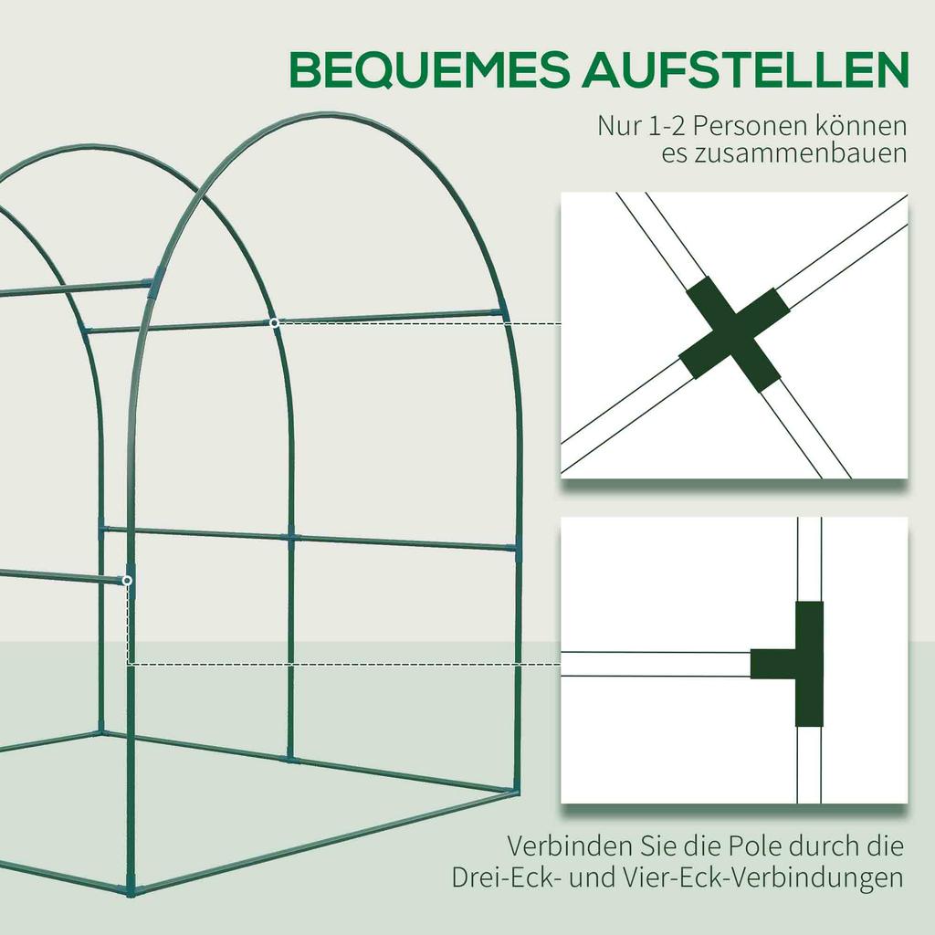 Walk In Polytunnel Greenhouse, Green House for Garden with Roll-up Window and Door, 1.8 X 1.8 X 2 M, Green