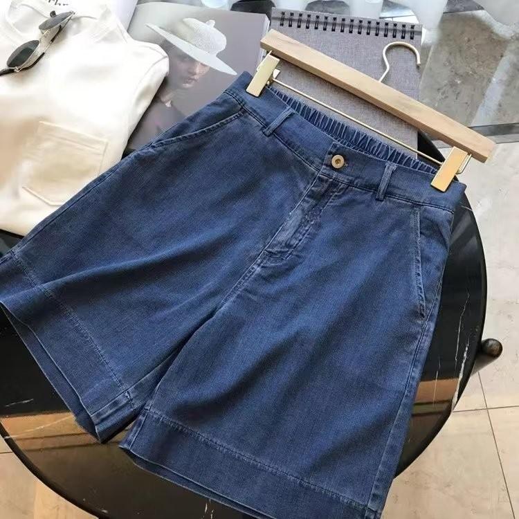 Shorts di Jeans Estivi da Donna Leggeri a Vita Alta A-Line, Taglie Forti, Vestibilità Larga, Pantaloni Corti a Gamba Larga in Seta di Ghiaccio