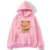 Cute Pretty BuBu Panda in Flowery Head Piece Hoodie DuDu Bear Dancing and Playing with A Guitar Sweatshirt Women Tops