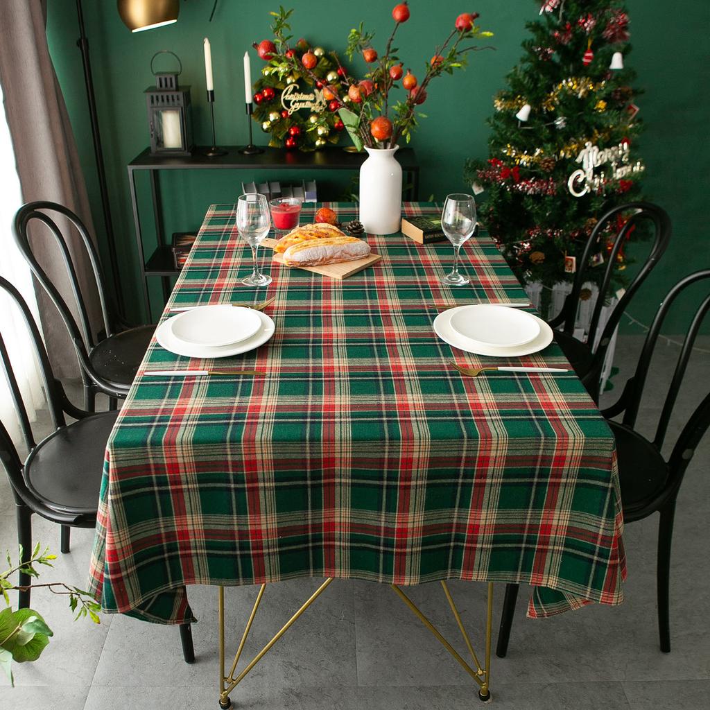 England Grün Karierter Tischdecke Weihnachten Feiertag Karierter Stoff Runde Rechteckige Abdeckung Für Picknick Party Dekoration