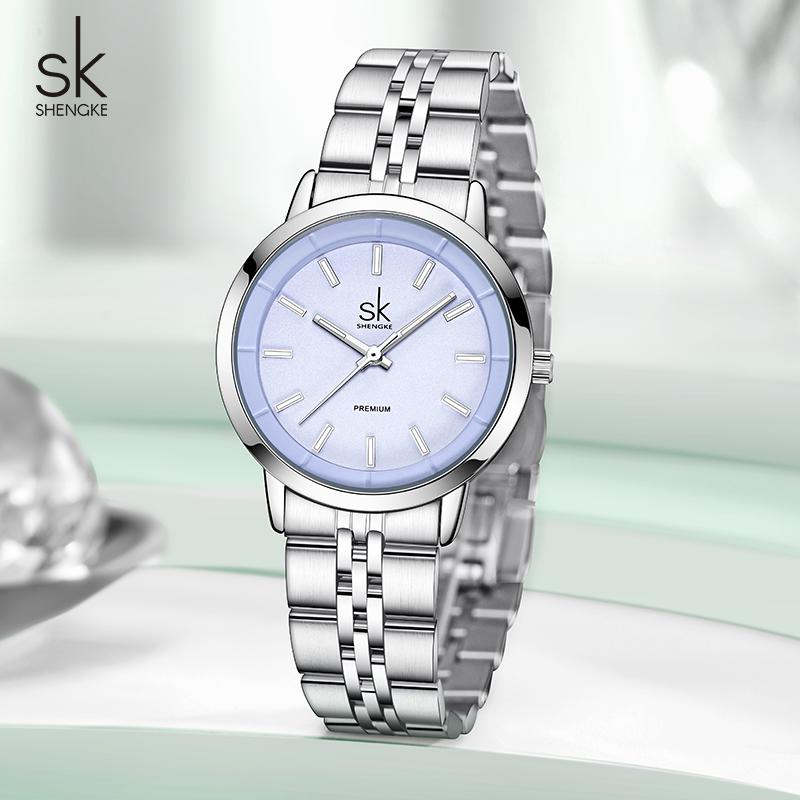 SHENGKE Nový Design Dámské Módní Hodinky Top Značka Nerezová Ocel Dámské Křemenné Náramkové Hodinky Elegantní Dámské Nejlepší Dárky Hodiny