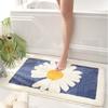Kleine Daisy Flower Home Verdicken Beflockte Badezimmer-Fußmatte Saugfähiger Rutschfester Schlafzimmer-Bodenteppich