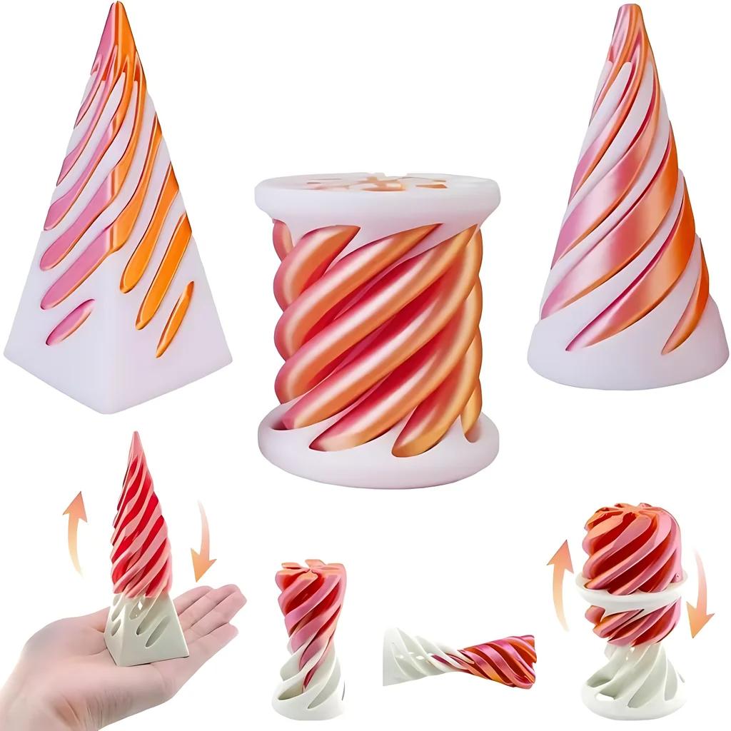 Spiral Cone 3D Printed Highpass Stress Reducing Toys Fidget Desk Gadgets Technological Rotating Relieve Stress-Relieving Adults