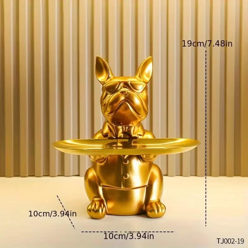 

Creative Multi-Functional Golden Bulldog Animal Tray Statue Creative Ornament Living Room Study Bedroom Home Interior Decoration