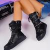 Fashion 2025 Plus Size PU Women's Boots Round Toe Side Zip Low Heel Mid-Calf Boots Belt Buckle Lace Up Versatile Modern Shoes Zapatos