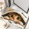 Cute Cat with Car Printed Welcome Door Mat Non-Slip Absorbent Machine Washable Rug for Bathroom Bedroom Living Room Floor Mat