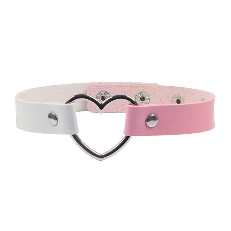Black Multi Color Punk Collar Necklace Sexy Pu Leather Heart Lock Key Spike Choker For Women Gothic Cosplay Party Jewelry