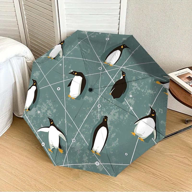 

1pc Penguin Network Automatic Folding Umbrella - Portable Collapsible Design, 8-Rib Iron Frame, Playful Design yy251215215