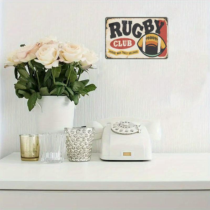 1pc 30*20cm Wooden Rugby Club Sign, Multipurpose Outdoor Decor For Garage, Porch, Cafe, Bar, Man Cave, Farmhouse Kitchen, Rustic Home Decor