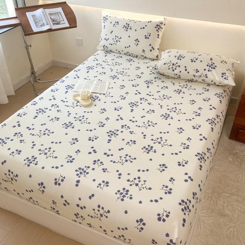 1 Stück Spannbettlaken Bedruckter Bettbezug Elastische Bettlaken für Zuhause Matratzenschoner Floraler Stil Bettwäsche (Kein Kissenbezug)