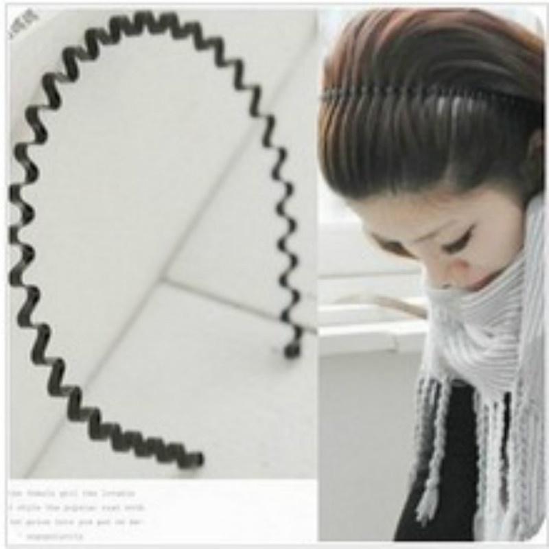 1/2Pcs Lady Girls Fashion Black Wavy Haihoop Band Sport Headband Hairband Cute Hair Decoration (One Size Black Color)