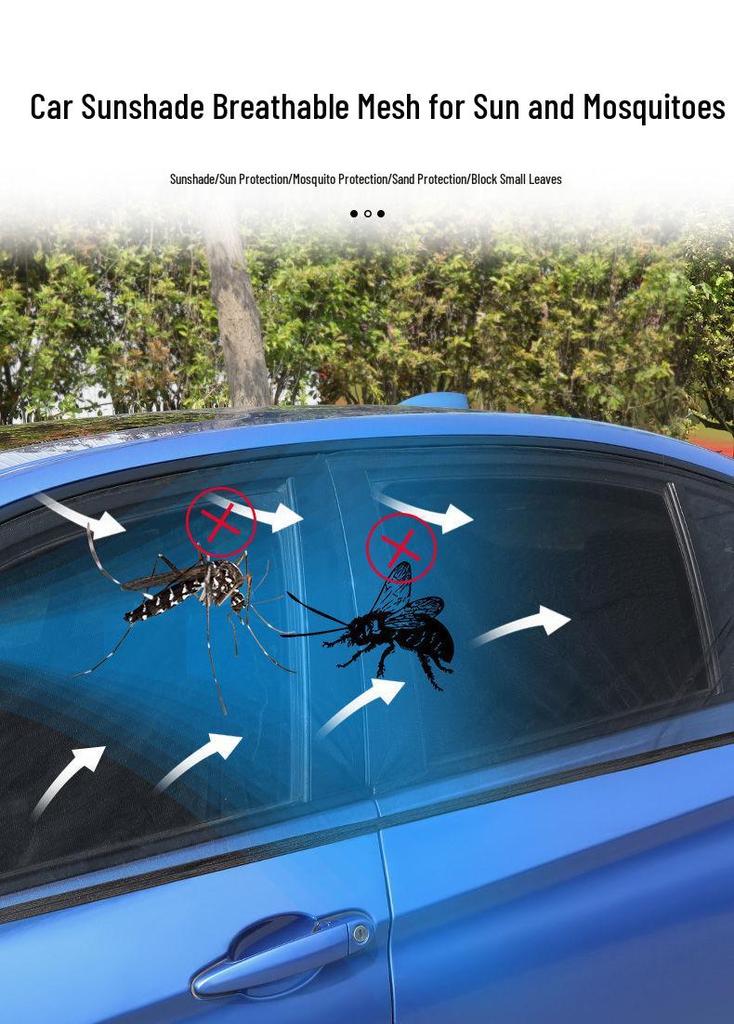 Universal Car Window Sunshade with Anti-Mosquito Screen and Heat Insulation