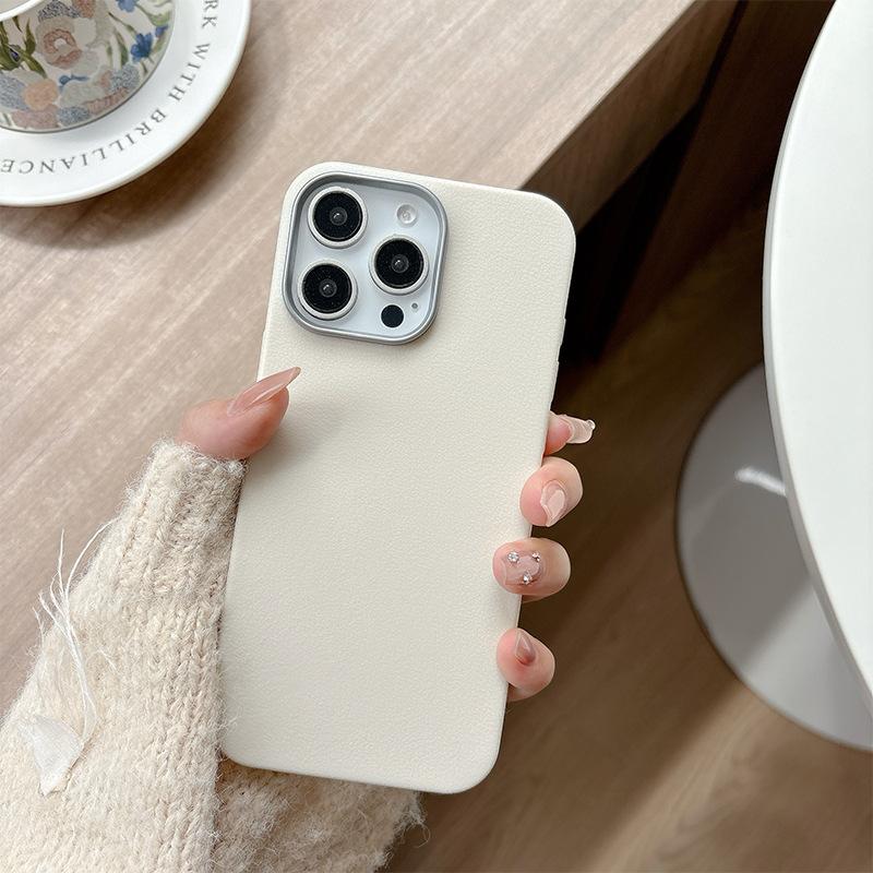 Simple Solid Color Soft Case for IPhone 17 Promax Phone Case for Apple 16 Pro New 14 Leather Pattern