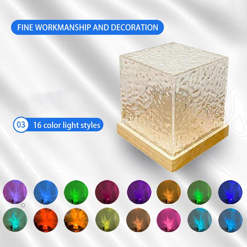 Projector Night Light Galaxy Ocean Wave Usb RGB Led Lights 3D Crystal Night Lights For Bedroom Desk Dynamic Rotating Light