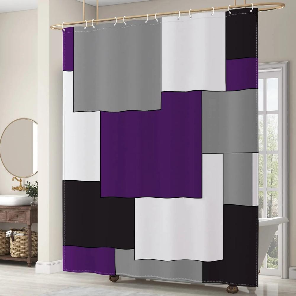 Spliced digital printed fabric shower curtains, thickened waterproof bathroom curtains and bathroom partition curtains