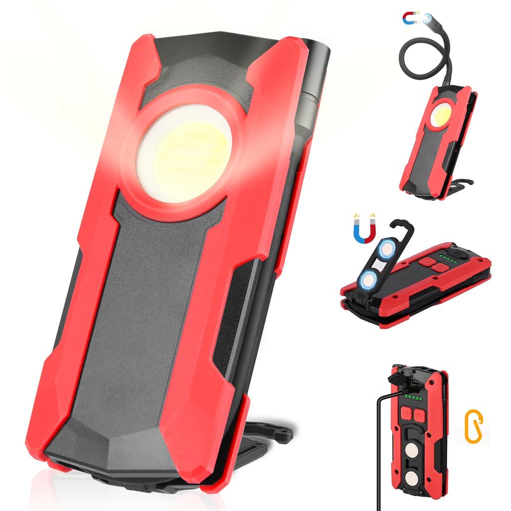 LED Work Portable COB Compact Brightness 7 Light IP65 4000mAH Large LED Battery Level SOS Powerful Hanging Night Nighttime Disaster Emergency Night