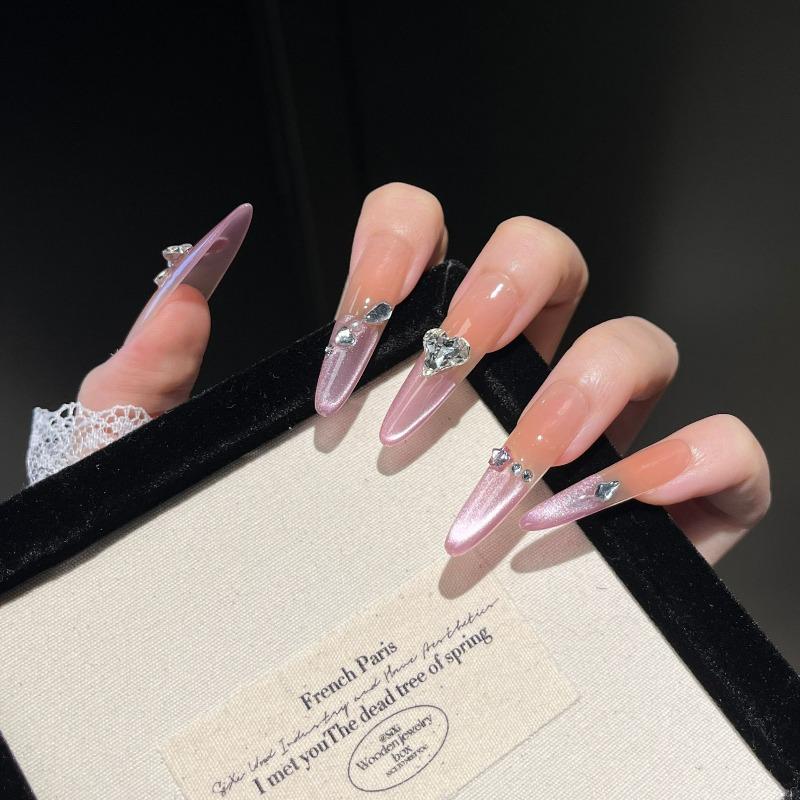 Cat's Eye Wearing Nail Pure Hand-made Nail Piece Fake Nail Wearing Nail Piece Advanced Sense Thin Dog Long
