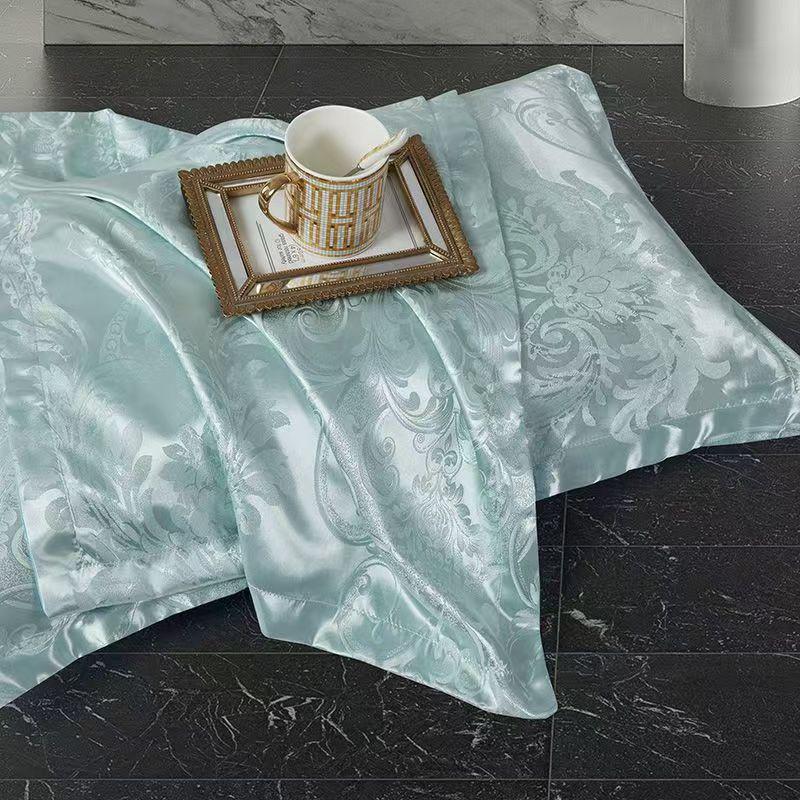 European Satin Jacquard Pillowcase - Soft, High-End Tribute Cover for Adults, 48×74cm