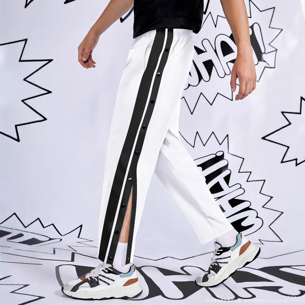 Men's Colorblock Buttoned Basketball Pants Men's Outdoor Sports Casual Pants