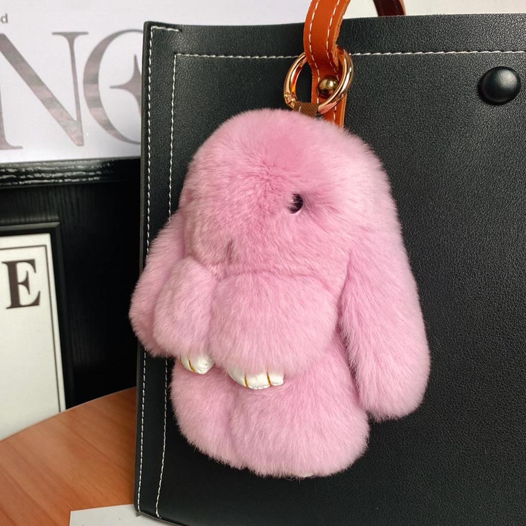 Mini Rex Rabbit Fur Pom Pom Keychain Bag Charm Keyring