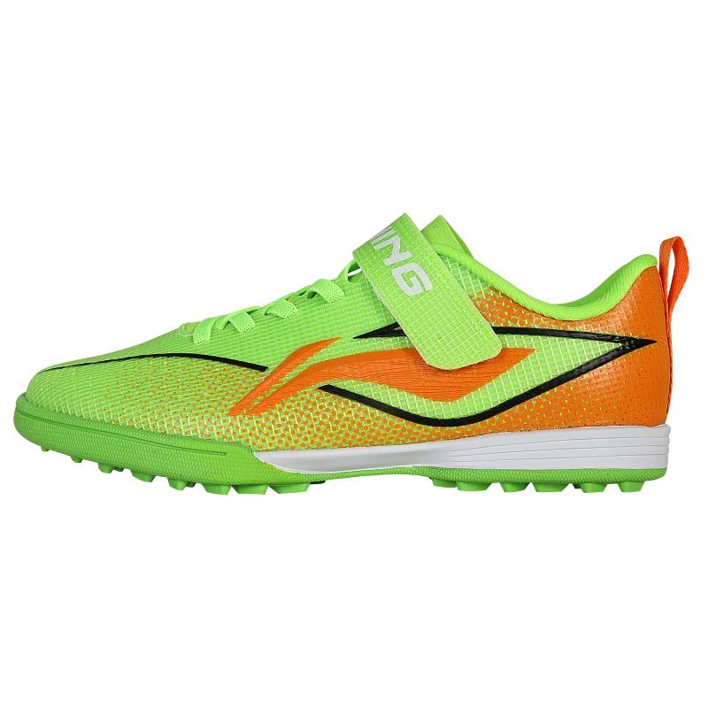 Li Ning Kids PU Fast Shadow Series Fashion Comfortable Non-Slip Wear-Resistant Low-Top Soccer Shoes Fluorescent Grass Green Kids sneaker YSTV012-2
