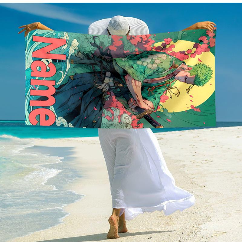 Personalized Customized Proof Beach Towel with Zoro the Pirate King Pattern - Soft, Absorbent,quick-drying,perfect Swimming,camping&bathing