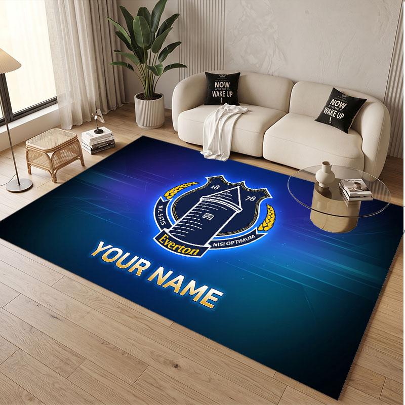 Custom Rug Everton FC Pattern Print Name Text Soft Non‑Slip Floor Carpet for Home Indoor Decoration