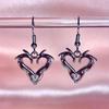 Shi Yong Gothic Heart Shape Metal Earrings with Emojis