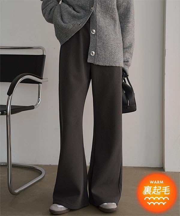 Kobe Lettuce Pants for Perfect for Fall and Wide Leg Pants for Cold Weather Elastic Ivory [Fleece-Lined] Warm, Curve-Shaping Women, Winter. Flared,