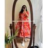Women Designer Printed Cotton Midi Gown Kurta Party Wear Top Tunic Kurti Dress