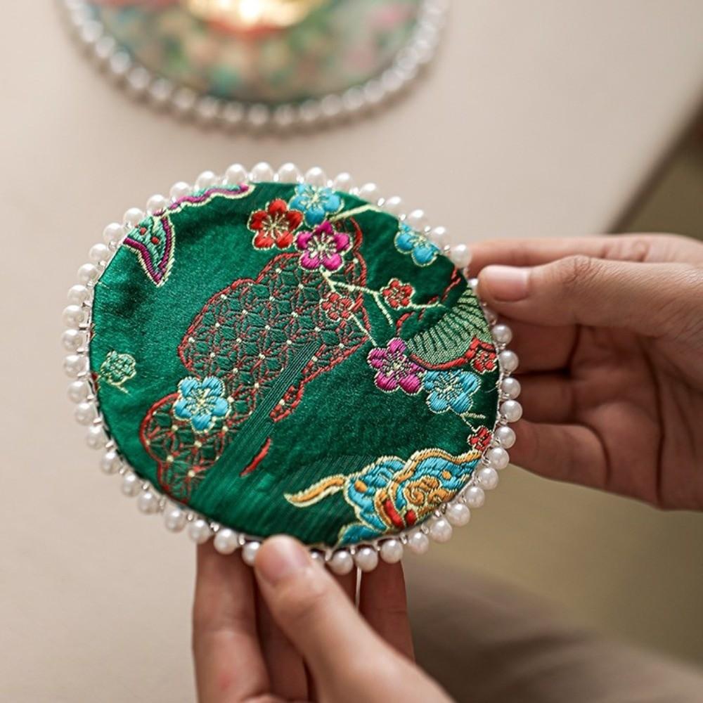 Cloth Pearls Edge Coaster Vintage Teapot Mat Swallow Brocade Cup Mat  Drinkware Accessories