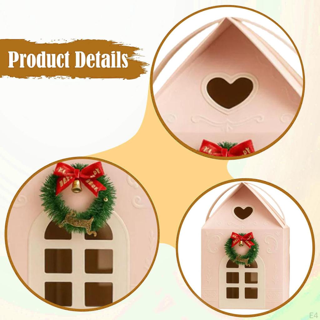 Gift Box Candy Container Xmas Decor House Shaped Paper Snack Case for Present Packaging