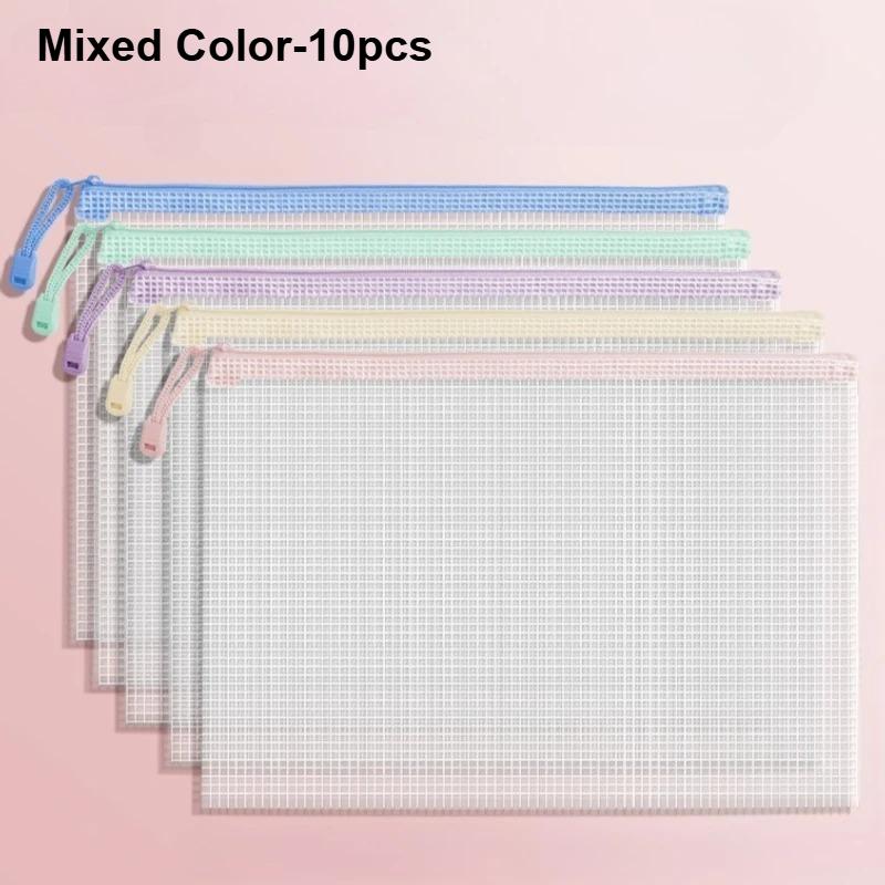 

10pcs A4 Transparent File Folders Multicolor Classroom OfficeDocuments Organization Zipper Locking Storage Bags School Supplies