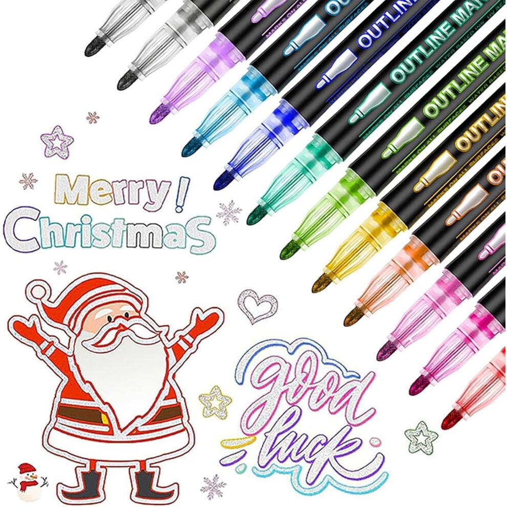 Datumdeem Outliner Pen & Coloring Lightstick – Double-Line Graffiti Pen for Drawing, Cards & Crafts