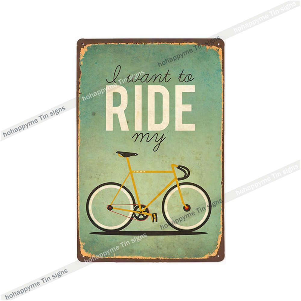 Fahrrad fahren Schilder Blech Metall Retro Plakette Dekoration Fahrradladen Bar Pub Club Café Vintage Wandkunst Eisenmalerei Poster 20x30cm