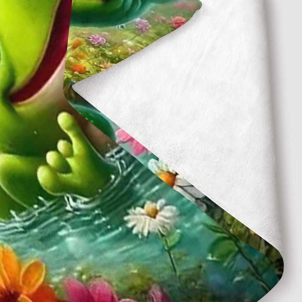 Peacock and Frog Pattern Flannel printed blanket suitable for all seasons suitable for living room office sofa and travel