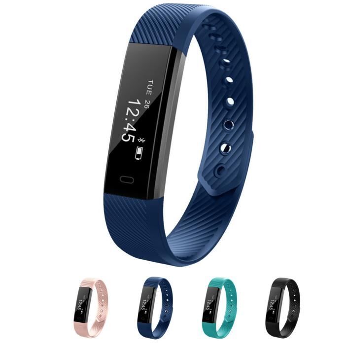 ELENXS® ID115 Bracelet Bluetooth Montre Connectée 0.86 pouces d'écran OLED Smartwatch Pour iPhone Android Bleu