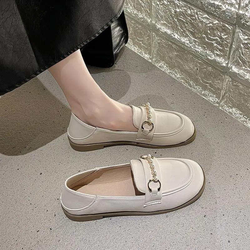 Fashion Pearl Ladies Footwear Round Toe Moccasins Women's Flat Shoes Shoe Elegant and Fashionable Low Price Non Slip On Offer Social Y2k