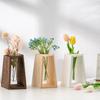 Einfache nordische hydroponische Grünpflanzenvase Reagenzglas Holzrahmen Blumenarrangement Dekorative Vase Tischpflanzen Heimdekor