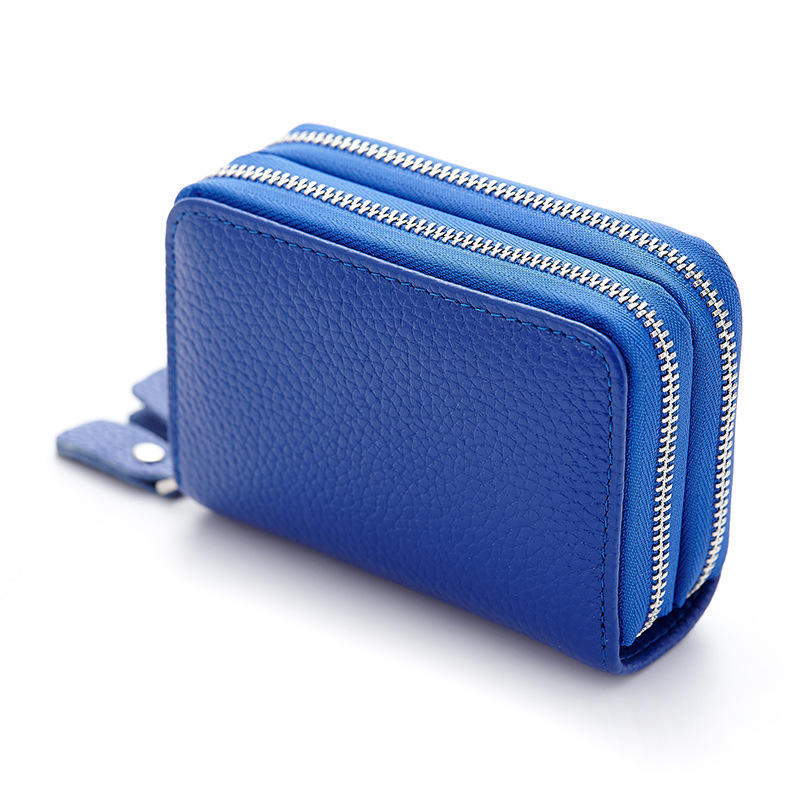 New card bag wholesale organ card bag card cover double zipper card bag multi-card position first layer cowhide change bag