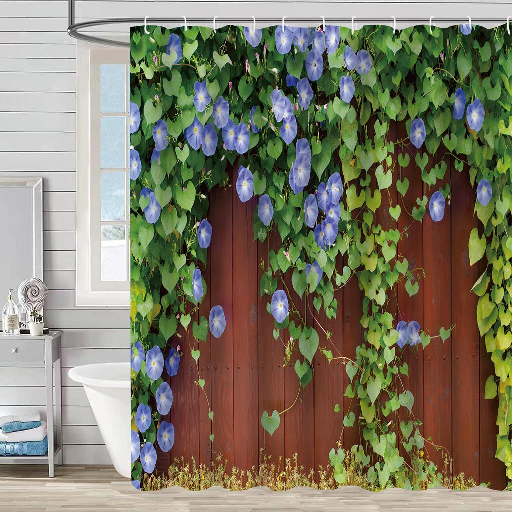 Shower Curtain Waterproof And Mildew-Proof 3D Digital Printing Plant Stone Printing Shower Bathroom Partition